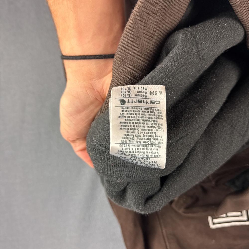 Vintage Carhartt Jacket Women's M Brown WJ130 DKB Active Hooded Canvas Thrashed - Picture 7 of 9